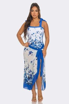 SWIMSUIT AND COVER UP WRAP SKIRT SET