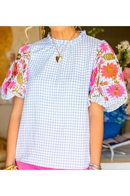 EMBROIDERED PUFF SLEEVE BLOUSE