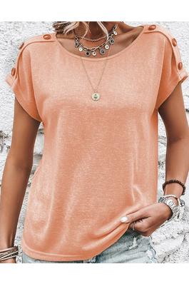 BUTTON DETAIL BATWING SLEEVE CASUAL TEE