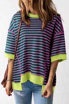 OVERSIZED CONTRAST TRIM EXPOSED SEAM HIGH LOW T SH