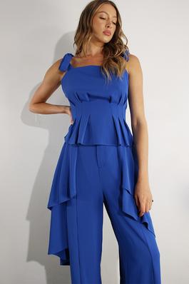 RUFFLE AND FOLD TOP AND PANTS SET