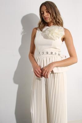 BUBBLE TOP AND PLEATED PANTS SET