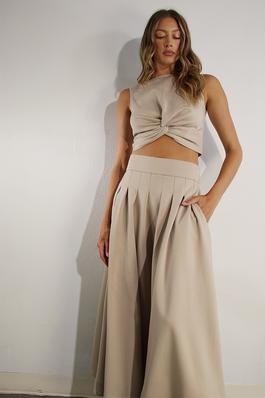 CROP TWIST TOP AND PLEATED SKIRT SET