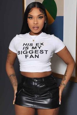 Sexy Letter Print Cropped Fashion Tee-Shirt Top