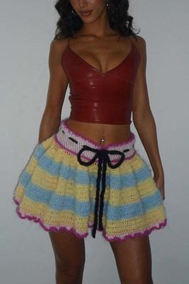 Knitted Stripe Mini Skirt