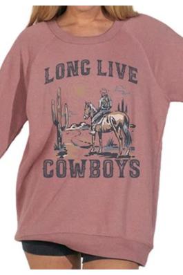 Boho Long Live Cowboys Crewneck