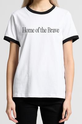 Minimalist Home Of The Brave Ringer Tee