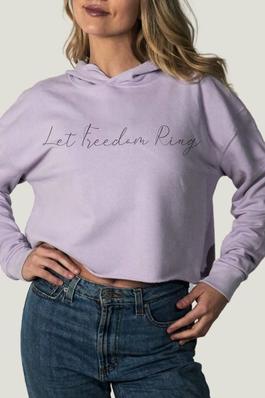 Cursive Let Freedom Ring Cropped Hoodie