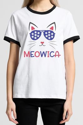 4th Of July Meowica Ringer Tee