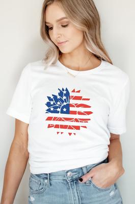 American Flag Sunflower Graphic Tee