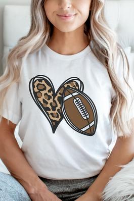 Leopard Heart Football Graphic Tee