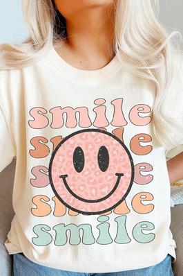 Smile Leopard Smiley Comfort Colors Graphic Tee