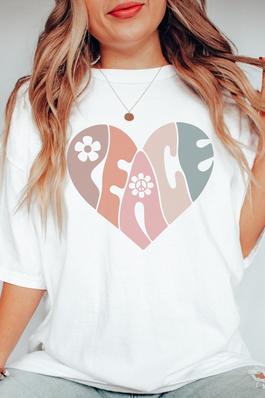 Peace Heart Comfort Colors Graphic Tee