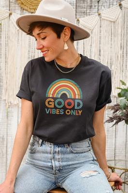 Good Vibes Only Rainbow Graphic Tee