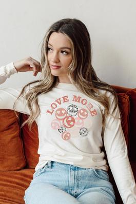 Love More Leopard Smiley Face Long Sleeve