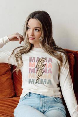 Mama Stacked Cheetah Long Sleeve