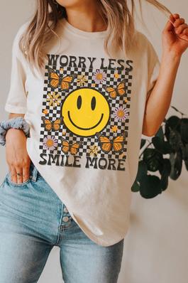 Worry Less Smile More Comfort Colors Graphic Tee