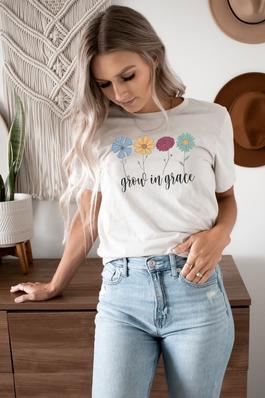 Grow In Grace Flowers Graphic Tee