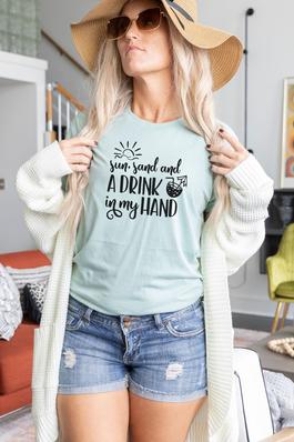 Sun Sand and a Drink Graphic Tee