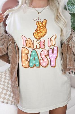 Take It Easy Plus Size Comfort Colors Graphic Tee