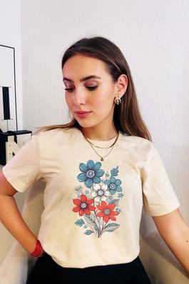 Red White Blue Flowers Graphic Tee