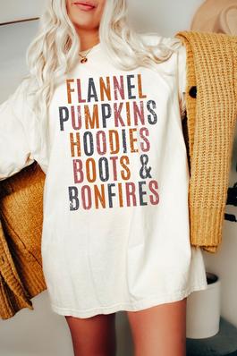 Distressed Fall Things Oversized Graphic Tee