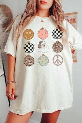Christmas Ornaments Oversized Graphic Tee
