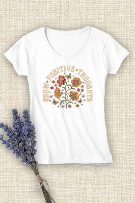 Grow Positive Thoughts, Women's  Relaxed  V-Neck  