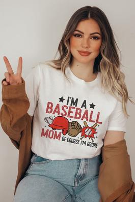 I'm A baseball Mom , UNISEX Round Neck  T-Shirt