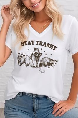 Stay Trashy , PLUS Unisex  V Neck T-Shirt
