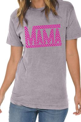 Mama , Checkered ,  Vintage Mineral Washed Tee