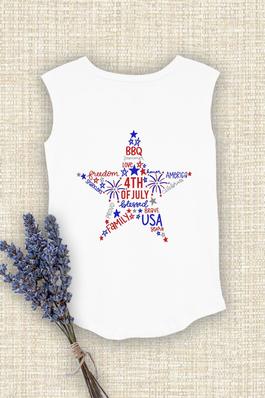  Fourth Of July Star,   Cotton Modal  Tank