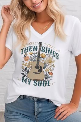 Then Sings My Soul,  PLUS  Unisex V Neck T-Shirt