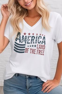 America , Unisex Short Sleeve V Neck T-Shirt