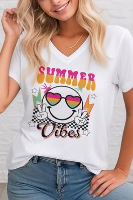  Summer Vibes, Smile,  Unisex  V Neck T-Shirt