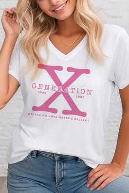 X GENERATION,  Unisex  V Neck Tee