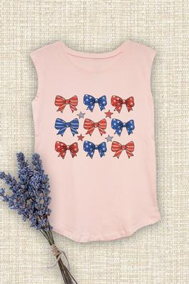 Coquette 4th of July Bow ,  Cotton Modal  Tank