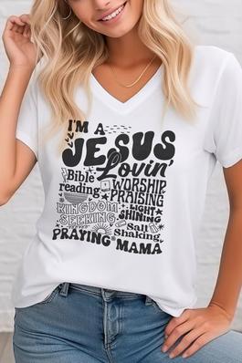  I'm A Jesus Lovin',  Unisex V Neck T-Shirt