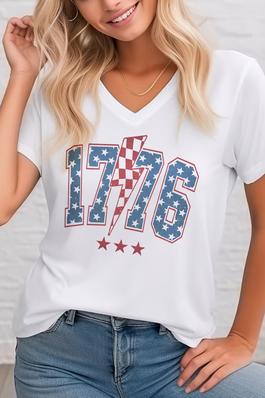 1776 Fourth of July,  PLUS Unisex  V Neck T-Shirt