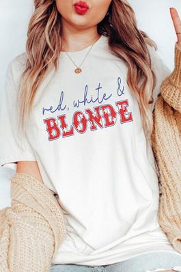 Red White & Blonde , UNISEX Round Neck  T-Shirt