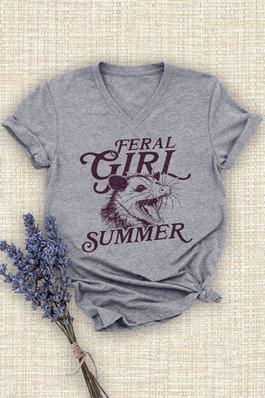 Feral Girl Summer ,  Unisex  V Neck T-Shirt