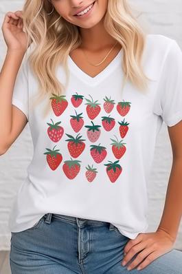 Strawberries ,   Unisex  V Neck Tee