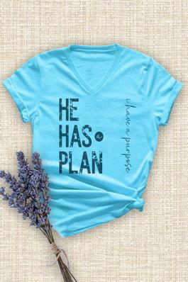 He Has A Plan,  PLUS Unisex  V Neck T-Shirt