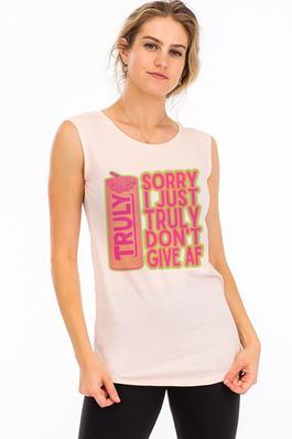 Truly Don't Give AF , Cotton Modal Sleeveless Tank