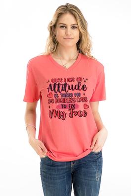 Once I Get An Attitude , Unisex  V Neck Tee