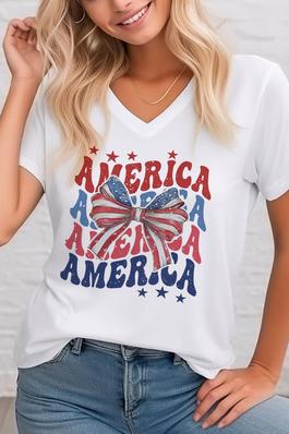 America Coquette ,  PLUS  Unisex  V Neck T-Shirt