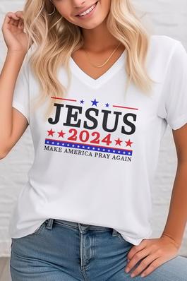 Jesus 2024 , PLUS  Unisex  V Neck T-Shirt