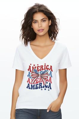 America Coquette , Women's  Relaxed Fit V-Neck Tee