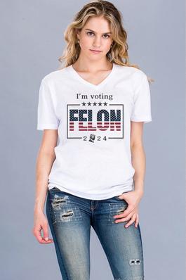 I'm Voting Felon ,  Unisex V Neck T-Shirt