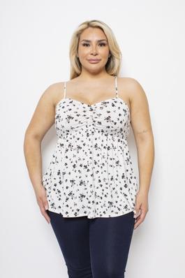 PLUS SIZE SWEETHEART FRONT RUCHED RELAXED TANK TOP